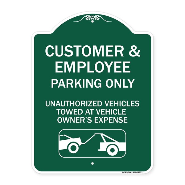 Parking Restriction Customer and Employee Parking Only Unauthorized Vehicles Towed at, GW-1824-23373